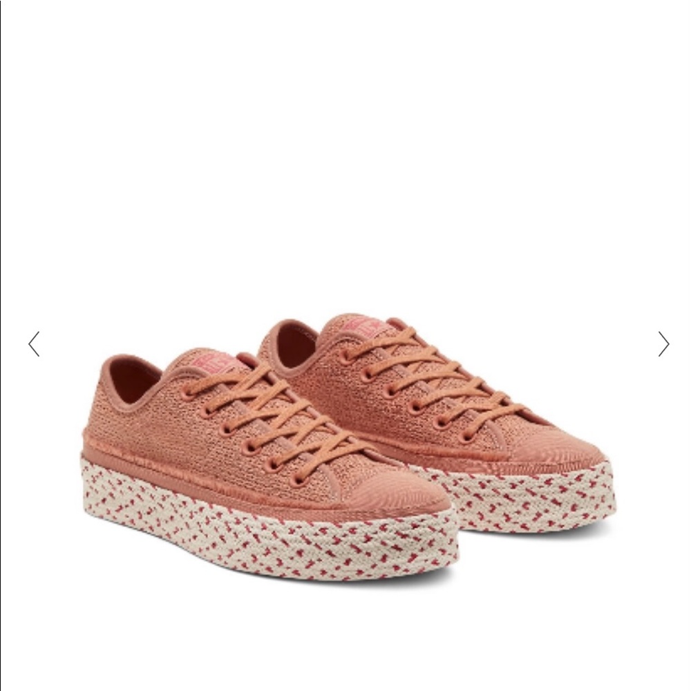 Pink mesh platform converse